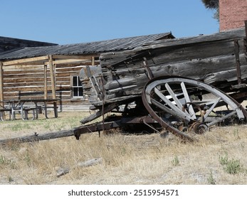Broken down wagon in a ghost town