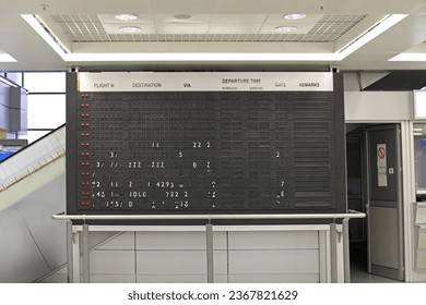 Broken Dysfunctional Split Flap Flight Information Board at Old Airport