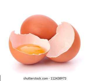 Broken Egg Isolated On White Background