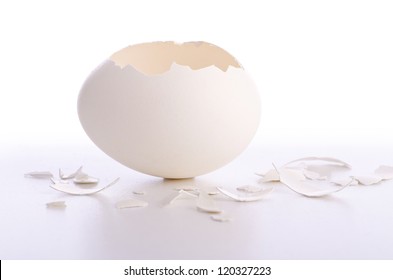 Broken Egg Isolated On The White