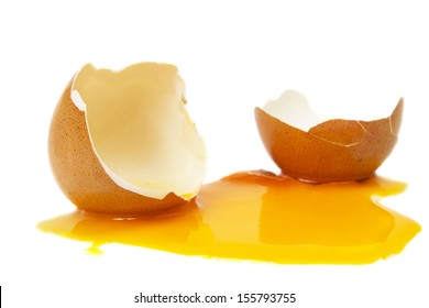 Broken Egg Isolated On A White Background