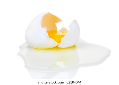 Broken Egg Isolated On White