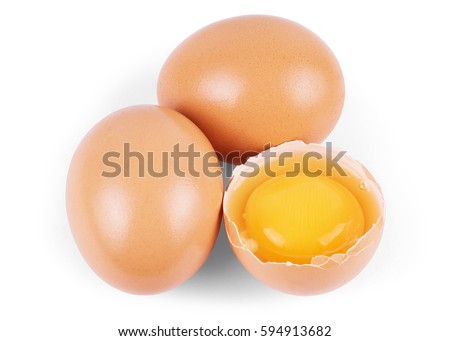 Broken egg isolated on white background