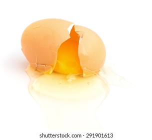 Broken Egg On A White Background