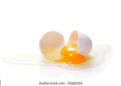 Broken Egg On White Background