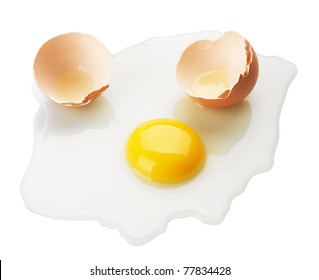 Broken Egg On White Background