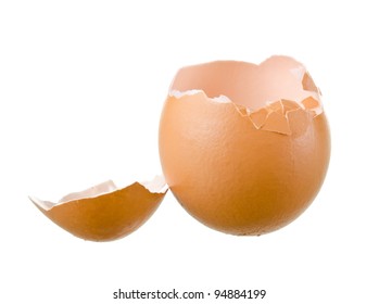 Broken Egg Shell Closeup On White Background