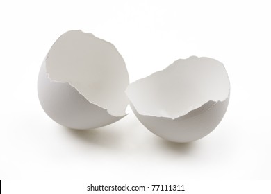 Broken Egg Shell Isolated On White Background With Clipping Path.