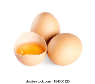 Broken Eggs On White Background