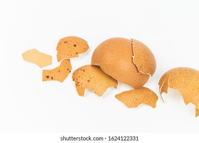 Broken Eggshell On White Background