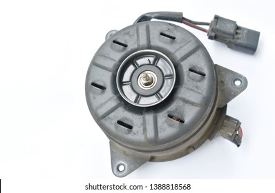 Broken Electric Fan Motor For Car Air Conditioner System On White Background