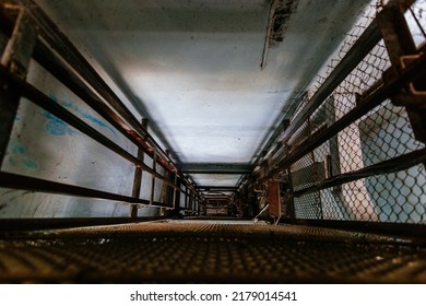 Broken Elevator Shaft In Abandoned Building