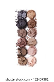 Broken Eye Shadow Palette In Neutral Colors, Isolated On A White Background