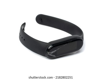 Broken Fitness Watch Isolated. Smart Wristwatch, Crashed Fitness Bracelet, Pedometer, Broken Fitbit On White Background