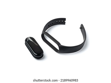 Broken Fitness Watch Isolated. Smart Wristwatch, Crashed Fitness Bracelet, Pedometer, Broken Fitbit On White Background