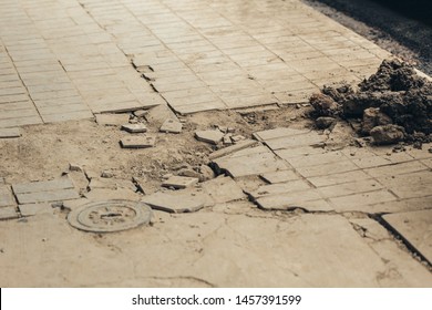 Broken Footpath Bad Construction Public Space