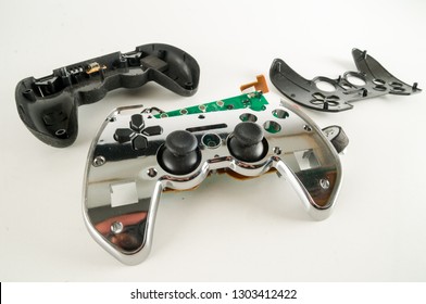 Broken Gamepad Joystick On White Backrgound