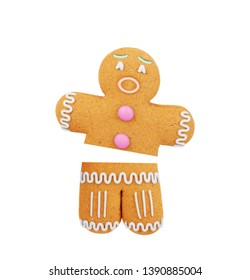 Broken Gingerbread Man On White Background