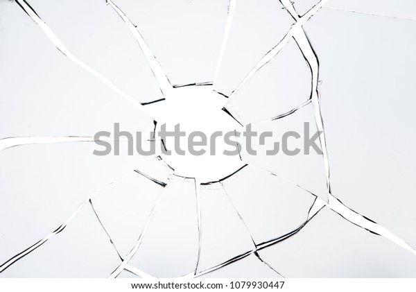 Broken glass craked on white\
background ,hi resolution photo art abstract texture object\
design