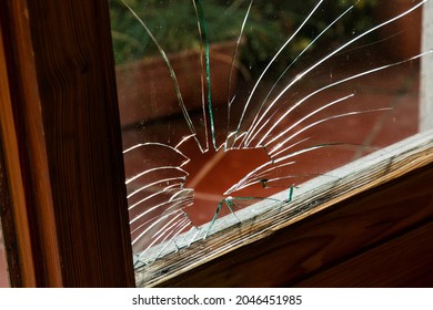 Broken Glass Front Door To The House, Home Thieves Intruding