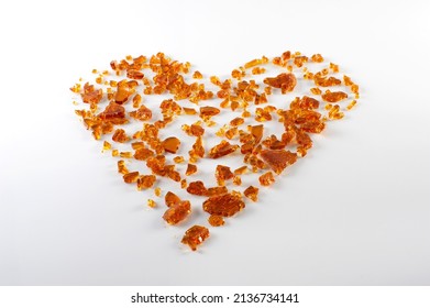 Broken Glass Heart On White Background