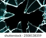 broken glass isolated black background