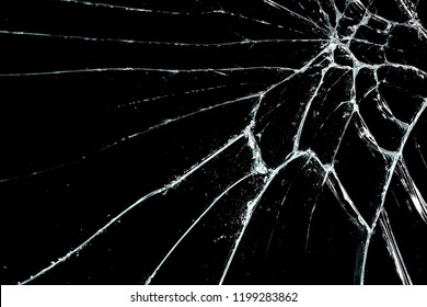 Broken glass on black background