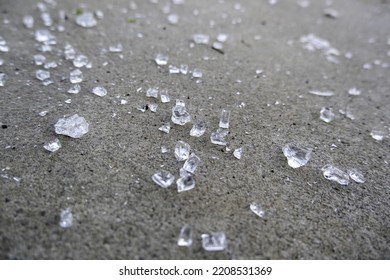 Broken Glass On Ground, Danger And Vandalism