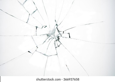 Разбитое стекло на белом фоне, текстурный фон 