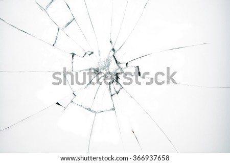 Broken glass on white background , texture backdrop object design 
