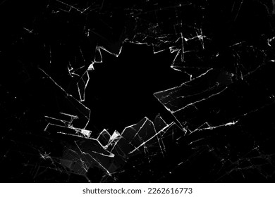 Broken Glass Overlay Photo Effect. Photo overlay with Shattered, Damaged, Cracked Surface Effect. Sharp Lines on Clear Glass. Abstract Background for Design, Art, Photography. Grunge Image Filter. - Shutterstock ID 2262616773