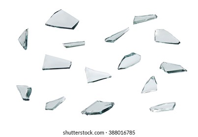 Broken Glass With Sharp Pieces Isolated On White Background