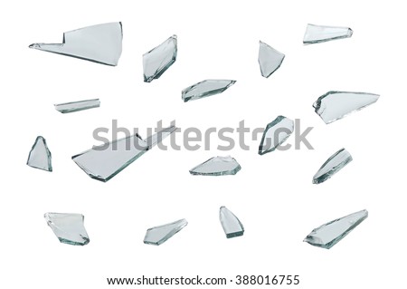broken glass with sharp Pieces isolated on white background