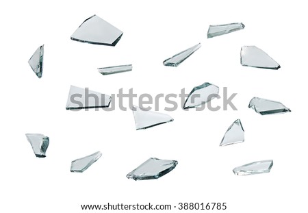 broken glass with sharp Pieces isolated on white background