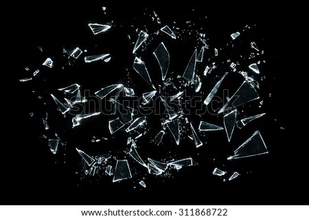 broken glass with sharp Pieces over black  Foto d'archivio © 