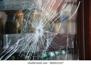 Broken Glass In Shop Window Display