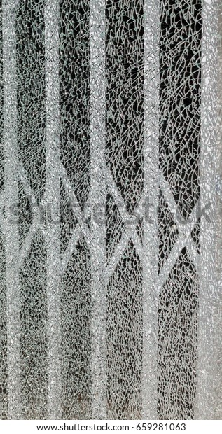 Broken Glass Sliding Door Security Bars Stock Photo Edit