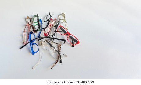 Broken Glasses For Reading With White Background