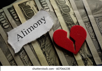 Broken Heart With Alimony Paper Note On Money                            