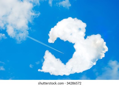 Broken heart shaped cloud