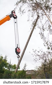 Broken High Voltage Pole On The Excavator