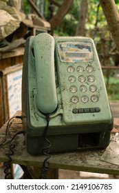 A Broken Home Telephone In Old Vintage Style From Random Abandoned Place