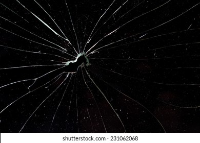 Broken Horizontal Glass Black Background