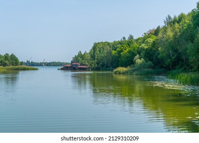 Broken House Sunken Into Pripyat River In The Ukraine