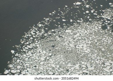 Broken Ice On The Hudson River In New York From The Winter Of 2015