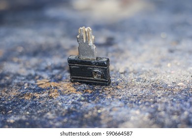 Broken Key Of Car On The Rough Surface.