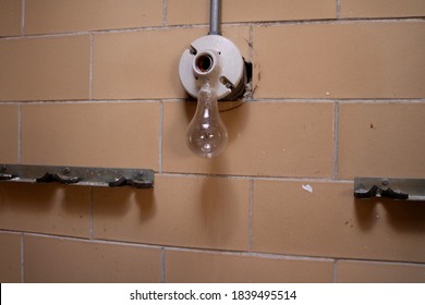 Broken Light Fixture In Abandoned Hospital, Pennsylvania