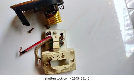 Broken Light Switch And Lamp Holder