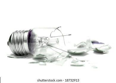 Broken Lightbulb Isolated On White