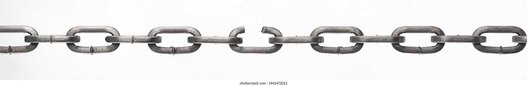 Broken Link Metal Chain Isolated On White Background